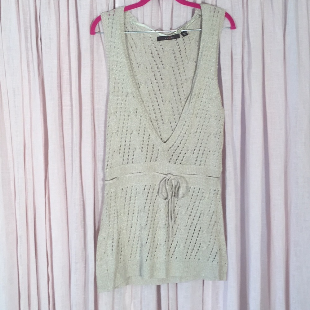 Fever Size M Tan/Gold flecked Knit Vest/Tunic